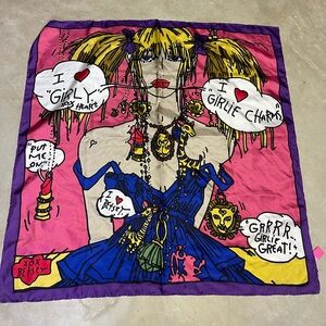 Vintage Betsey Johnson “I Love Girlie” Pop Art Silk Scarf
